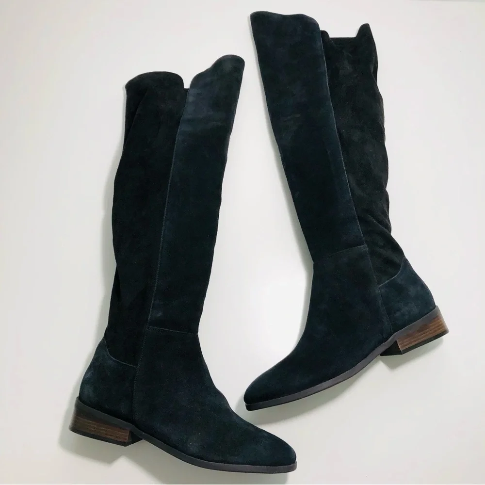 NEW Lucky Brand Calypso Over-The-Knee Boot in Black Suede Fabric Combo size 6.5